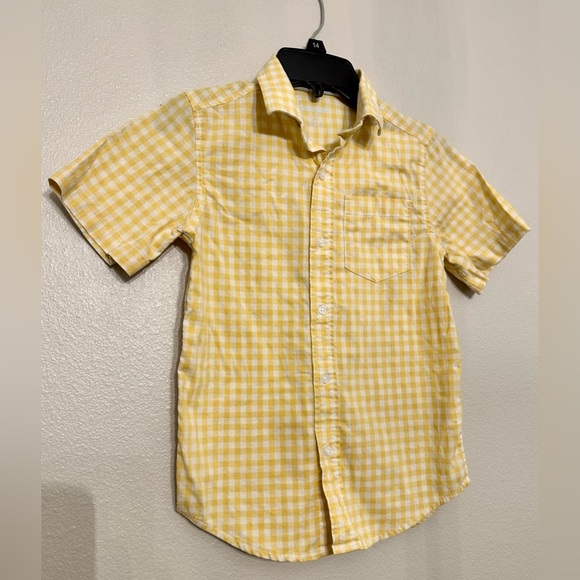 Short sleeve button down shirt, yellow, size small (6/7) - Picture 1 of 4